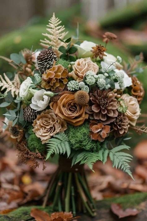 Autumn Bliss: 22 Gorgeous Fall Wedding Bouquets • Fall Wedding Bouquets October Simple, November Wedding Bouquet, Woodland Wedding Bouquet, Natural Wedding Bouquet, Loose Bouquet, Wedding November, Fall Wedding Bouquet, White Bouquets, Round Bouquet