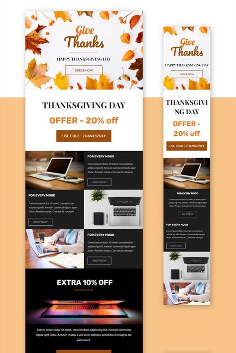 Our Most Popular Thanksgiving Email Templates Happy Thanksgiving Email Design, Email Newsletters Design, Thanksgiving Email Design, Thanksgiving Email, Free Email Templates, Html Email Templates, Email Newsletter Design, Email Marketing Design, Email Template