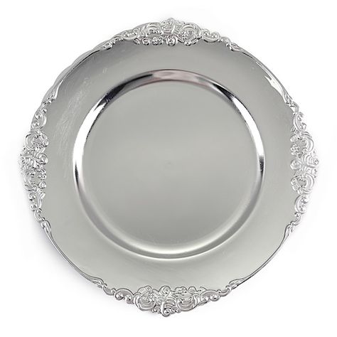 Free 2-day shipping. Buy BalsaCircle 6 pcs 13-Inch Round Charger Plates with Decorative Embossed Rim Wedding Reception Dinner Party Event Wholesale Supplies at Walmart.com Simple Candle Centerpieces Wedding, Simple Candle Centerpieces, Rapunzel Quince, Candle Centerpieces Wedding, Silver Charger Plates, 75 Birthday, Silver Utensils, Charger Plates Wedding, Wedding Table Decor Ideas