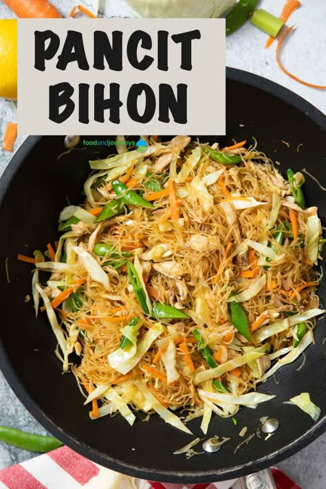 Pancit Easy Recipe, Filipino Noodles Pancit Recipe, Pancit Recipe Filipino Dishes, Pansit With Chicken, Pancit Canton Bihon Recipe Filipino, Vegetable Pancit Recipe Filipino, Vegan Pancit Recipe Filipino, Pansit Recipe Filipino, Authentic Pancit Bihon Recipe Filipino