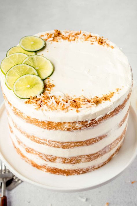 Coconut Decorated Cake, Lime Coconut Dessert, Lime And Coconut Cake, Coconut Cake Wedding, Lime Cake Decoration, Key Lime Layer Cake, Coconut Wedding Cake, Graham Cracker Streusel, Coconut Cake Decoration