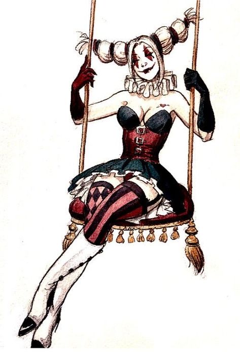 Jester Outfit, Jester Costume, Pierrot Clown, Clown Clothes, Dark Circus, Harley Quinn Drawing, Female Clown, Harley Quinn Artwork, Cute Clown