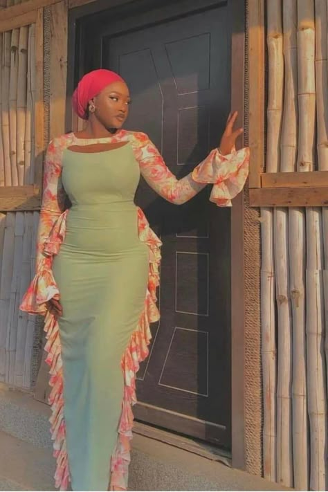 Modest Gown Styles, Arewa Hausa Styles For Women 2023, Modest Ankara Dress Styles Gowns Classy, Flowery Material Styles, Decent Dresses Classy, Gown Material Style, Silk Gown Designs, Fitted Gown Styles, Fitting Dresses Classy