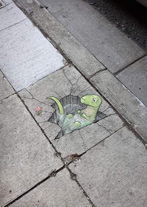 Street Chalk Art, Chalk Inspiration, Chalk Artist, David Zinn, Pavement Art, Draw Color, Sidewalk Chalk Art, Sidewalk Art, 3d Chalk Art