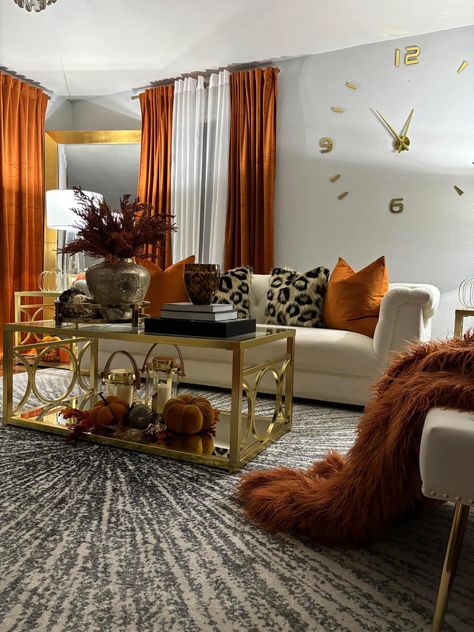 Luxury Aesthetics, Apartment Decorating Living, Elegant Living Room Decor, Fall Home Decor Ideas, Luxury Room Bedroom, Gold Living Room, Living Room Orange, Glam Living Room, Apartment Living Room Design