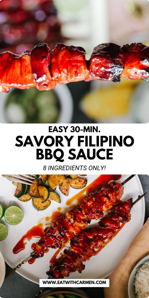 Get the authentic taste of Filipino BBQ with this sweet, tangy sauce. Ideal for fall grilling and back-to-school lunches. Save this pin and try the recipe for a flavorful twist! Filipino Bbq Sauce Recipe, Filipino Barbecue, Barbecue Party Ideas, Barbecue Sauce Chicken, Bbq Dipping Sauce, Asian Bbq Sauce, Filipino Bbq, Fall Grilling, Bbq Food Ideas