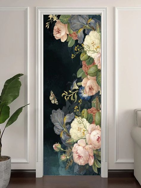 1pc Flower & Butterfly Print Door Sticker | SHEIN USA Wallpaper Door, Doors Interior Modern, Bedroom Murals, Door Murals, Door Sticker, Window Films, Wallpaper Stickers, Sticker Wall, Mural Floral