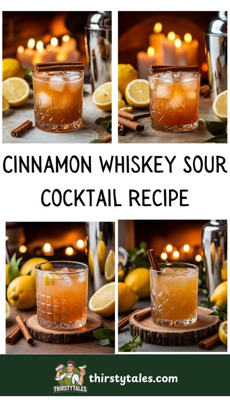 "Discover the perfect blend of flavors with our Cinnamon Whiskey Sour Cocktail Recipe! This delightful drink combines the warmth of cinnamon with the classic Whiskey Sour, making it an ideal choice for fall gatherings. Impress your guests with this easy-to-make Cinnamon Whiskey Sour, a must-try among Fall Whiskey Cocktails. Whether you're a fan of Cinnamon Whiskey or looking for a refreshing Whisky Sour, this recipe is sure to become a favorite. Cheers to flavorful sips this season! " Cinnamon Whiskey Sour, Engagement Party Drinks, Fall Whiskey Cocktails, Engagement Party Drink, Whisky Sour Recipe, Whiskey Cocktails Easy, Whiskey Sour Cocktail, Apple Cocktails, Whiskey Sour Recipe