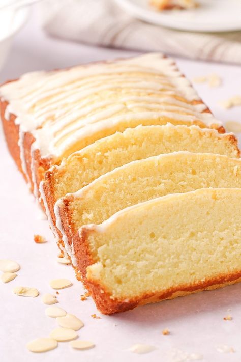 Vanilla Almond Loaf Cake, Buttermilk Loaf Cake Recipes, Pound Cake Recipes Buttermilk, Almond Sweet Bread, Almond Loaf Bread, Almond Loaf Cake Recipes, Loaf Pan Cakes Recipes, All Butter Pound Cake, Loaf Pan Recipes Desserts