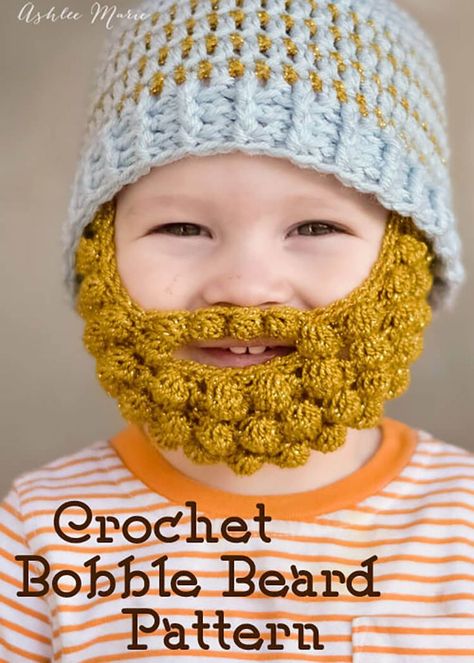 Crocheted Beard Pattern, Crochet Beard Hat, Diy Laine, Crochet Beard, Beard Beanie, Crochet Pour Halloween, Crochet Bobble, Beard Hat, Hat Patterns Free