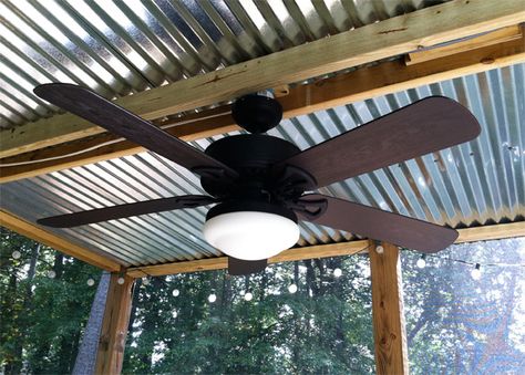 Corrugated Sheet Metal roof for porch...around $14 a sheet at home improvement store Porch Ceiling, Metal Roofing, Screened In Patio, Patio Roof, Outdoor Ceiling, Corrugated Metal, Outside Living, Pergola Plans, Diy Pergola