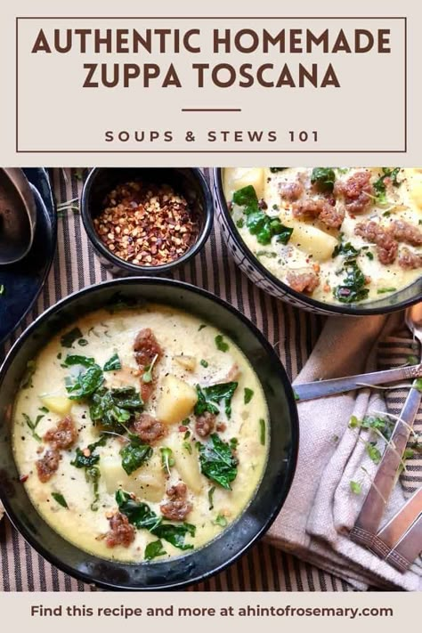 Authentic Zuppa Toscana Soup, Soupa Tuscana, Zoupa Tuscana, Zoupa Toscana, Zupa Toscana Soup, Soups Creamy, Zuppa Soup, Sausage And Bacon, Sausage Potato Soup