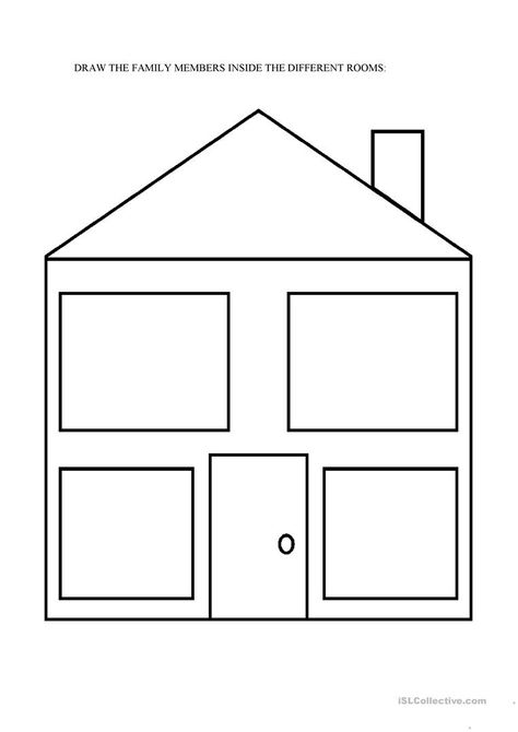 empty house - English ESL Worksheets for distance learning and physical classrooms My House Preschool, Preschool Family Theme, The Napping House, Free Craft Templates, Preschool Family, House Outline, Activity Calendar, Family Worksheet, Empty House