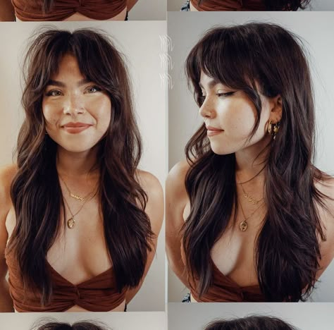 Haircut Wavy Hair, Long Wolfcut Haircut With Bangs, Haircut Wavy, Long Wolfcut Haircut, Haircut Inspo, Hair Cut Ideas, Haircut With Bangs, Wolfcut Haircut, Long Wolfcut