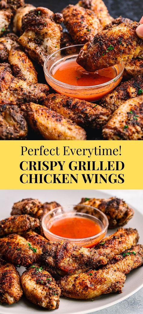 Crispy Grilled Chicken, Chicken Wing On The Grill, Chicken Wings On Grill Recipes, How To Grill Chicken Wings, Chicken Wings Bbq Grill, Chicken Wings In Skillet, Broil Chicken Wings, Chicken Wings And Drumettes, Best Grilled Wings Recipe