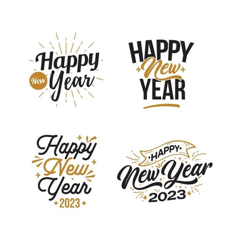 Happy New Year Calligraphy, New Year Calligraphy, Happy New Year Stickers, Happy New Year Letter, New Years Eve Invitations, Christmas Name Tags, Christmas Fonts Free, Happy New Year Vector, Holiday Fonts