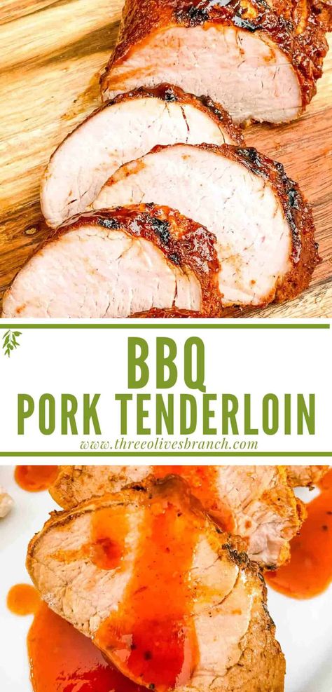 This simple BBQ Pork Tenderloin is a great summer dinner idea recipe! Tender pork is seasoned with a dry BBQ rub. Serve alongside your favorite grilling side dishes with BBQ sauce. Gluten free lean and healthy meat. Pork Tenderloin Dutch Oven, Grilling Side Dishes, Pork Tenderloin Rub, Oven Roasted Pork Tenderloin, Bbq Pork Tenderloin, Baked Pork Tenderloin, Grilled Side Dishes, Pork Sauce, Roasted Pork Tenderloins