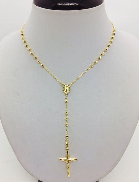 Excited to share the latest addition to my #etsy shop: 14K Solid Yellow Gold Rosary Necklace Crucifix Men Gold Rosary Necklace, Gold Rosary, Gold Link Bracelet, Mens Chain Necklace, Rosary Necklace, Jewelry Accessories Ideas, Gold Bracelet For Women, The Rosary, Classy Jewelry