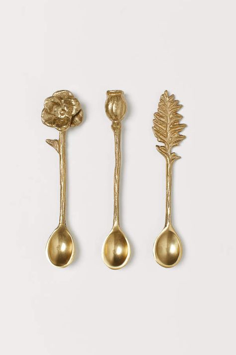 H&M - 3-pack Spoons - Gold Rose Gold Kitchen, Kitchenware Shop, Gold Spoon, Table Service, H&m Home, Gift Card Shop, Home Collections, Kitchen Interior, Spoons