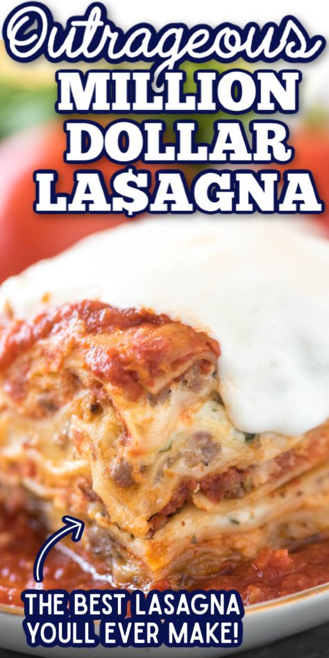 Million Dollar Lasagna, Best Easy Lasagna Recipe, Italian Sausage Marinara, Easy Lasagna Recipe With Ricotta, Homemade Lasagna Recipes, The Best Lasagna, Lasagna Recipe With Ricotta, Classic Lasagna Recipe, Cooking Thanksgiving Dinner