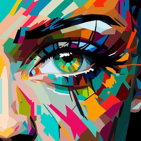 Pop Art Eyes, Wpap Art Design, Celebrity Pop Art, Abstract Eyes, Pop Art Vector, Art Design Wallpaper, Colour By Number, Wpap Pop Art, Patrick Nagel