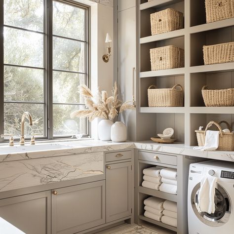 Efficient Laundry Room, Elegant Laundry Room, Laundry Room Designs, Laundry Room Design Ideas, Home Improvement Outdoor, Bathroom Ensuite, Modern Laundry Rooms, Laundry Essentials, Laundry Room Remodel