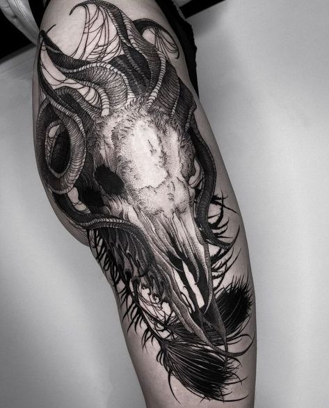 Large Gothic Tattoo, Skull Stomach Tattoos, Leshy Tattoo, Dark Realism Tattoo, Wendigo Tattoo, Sinister Tattoos, Neo Tattoo, Paradise Tattoo, Tattoos Meaning