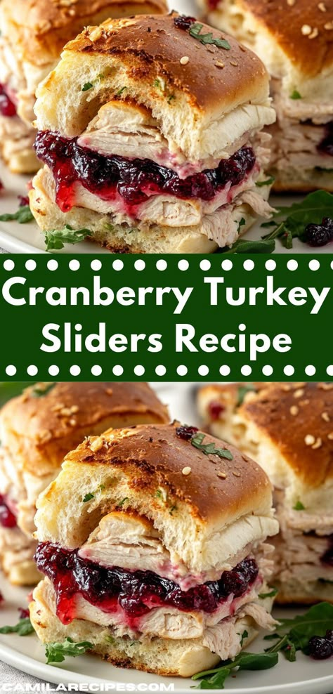 These Cranberry Turkey Sliders combine savory turkey patties with sweet, tangy cranberry sauce, nestled in soft slider rolls. Perfect for parties or a cozy family dinner, they offer a delightful twist on traditional flavors. Quick Holiday Appetizers, Sliders Recipes Turkey, Turkey Patties, Cranberry Turkey, Turkey Sliders, Turkey Cranberry, Dinner Ideas For Two, Shredded Turkey, Dinner Ideas Recipes