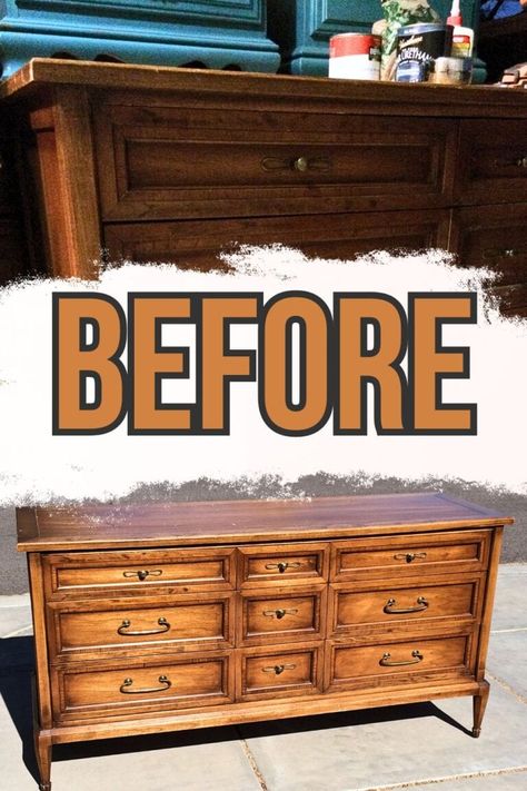 Modern Dresser TV Stand Makeover Redo Tv Stand Furniture Makeover, Repurposed Long Dresser, Dresser As Tv Console, 1980s Dresser Makeover, Old Tv Stand Makeover, Dresser Into Tv Stand, Tv Console Makeover, Dresser To Tv Stand, Freezing Food Guide