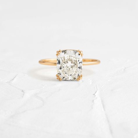 2.6 CT Cushion Cut Moissanite Solitaire Ring, 3.00 - 2.60 - 1.50 - 1.00 CT Brilliant Moissanite Solo Ring in 18K Gold, Proposal Ring For Her by BlingsJewelery on Etsy Dainty Gold Band, Cushion Cut Solitaire, Moissanite Solitaire Ring, Basket Setting, Cushion Cut Moissanite, Inspiration Photos, Cushion Cut Ring, Rings Engagement, Cushion Cut Diamonds