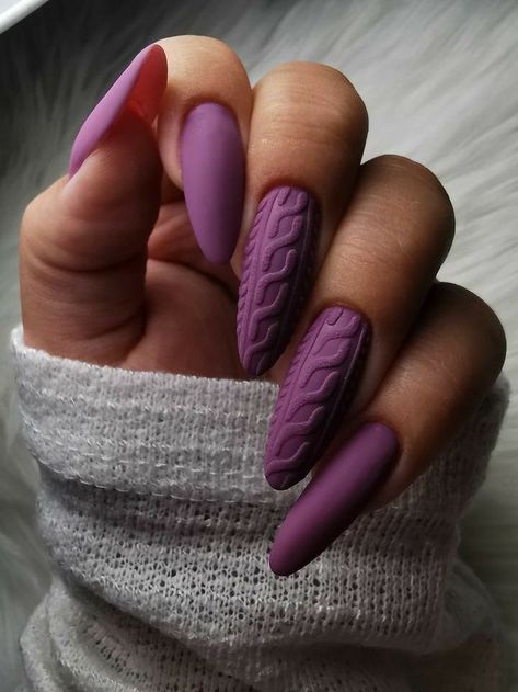 nails ideas Ombre Acrylic, Simple Spring Nails, Sweater Nails, Matte Nails Design, Purple Nail, Her Nails, Nails Polish, Winter Nail Designs, Short Nail Designs