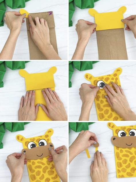 Here's Your Paper Bag Giraffe Template Paper Bag Giraffe, Giraffe Crafts For Kids, Giraffe Template, Giraffe Puppet, Giraffes Cant Dance, Giraffe Crafts, Babysitting Crafts, Puppet Craft, Tissue Paper Art