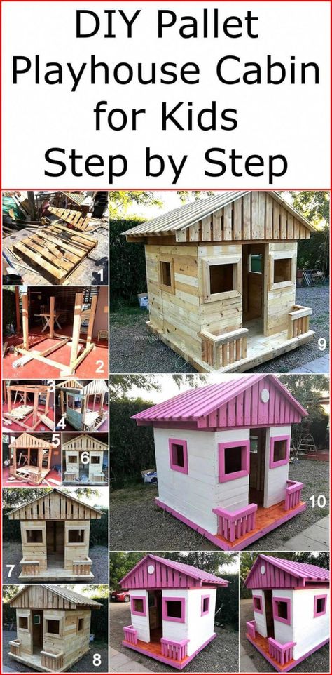 Diy Pallet Playhouse, Play Houses Diy, Pallet Playhouse, House For Kids, Garden Background, Pallet Projects Easy, Diy Playhouse, Build A Playhouse, Diy Pallets