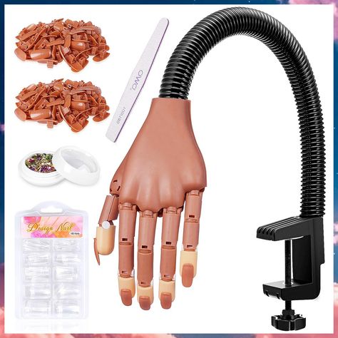 Nail Practice Hand, HoMove Professional Practice Hand for Acrylic Nails with Nail File and 300pcs Fake Nails, Flexible & Adju Nail Practice Hand, Christmas List Items, Nails Practice, Birthday Gift List, Hand Practice, White Toes Nail, Nail Training, Flame Nails, Nail Practice