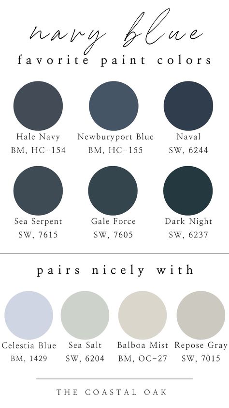 Paint Colors To Compliment Navy Blue, Colors That Go With Navy Blue Bedrooms Accent Walls, Light Navy Paint Color, Dark Blue Paint Scheme, Neutral Blue Wall Color, Grey Navy Paint Color, Dark Teal Blue Paint, Victorian Blue Paint Color, Modern Farmhouse Blue Paint