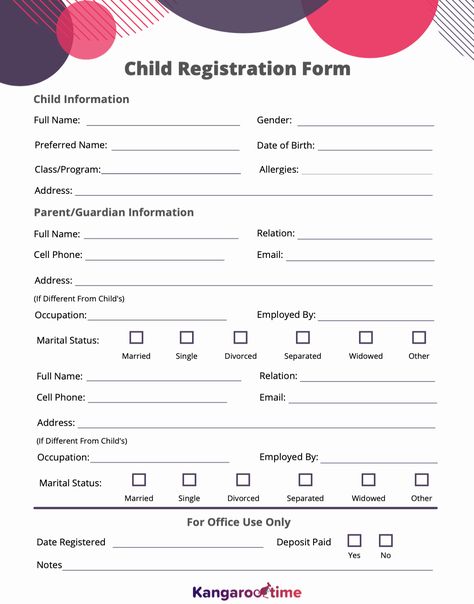 Better manage enrollment at your childcare center using a clear and concise registration form. Download our free template today! Childcare Start Up, Childcare Policies And Procedures, Daycare Enrollment Forms Free, Childcare Enrollment Forms, Preschool Registration Form, Daycare Handbook Template Free, Daycare Supply List, Daycare Registration Form, At Home Daycare Setup