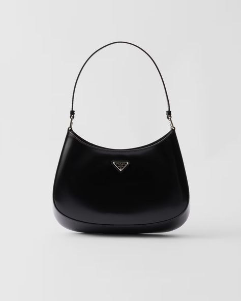 Black Prada Cleo Brushed Leather Shoulder Bag | PRADA Prada Black Leather Shoulder Bag, Prada Cleo Brushed Leather Shoulder Bag, Prada Black Bag, Black Prada Bag, Prada Cleo Bag, Prada Bag Outfit, Prada Bag Black, Cleo Bag, Black Designer Bags