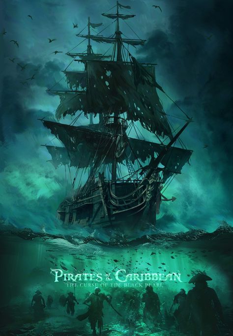 Pirates of the Caribbean,  on ArtStation at https://www.artstation.com/artwork/yD9m0n Pirates Of The Caribbean Black Pearl, Pirates Of The Caribbean Poster, Pirates Of The Caribbean Wallpaper, Pirates Of The Caribbean Ship, Pirates Of The Caribbean Aesthetic, Pirate Artwork, Pirate Drawing, Ghost Ship Art, Pirate Of The Caribbean