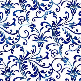 Amazon.com : large wall stencil Blue Pottery Patterns, Blue Pottery Designs Pattern, Jaipur Pottery, Folk Botanical, Chinese Porcelain Pattern, Blue Pottery Designs, Designer Stencils, Floral Wall Stencil, Wall Stencil Designs