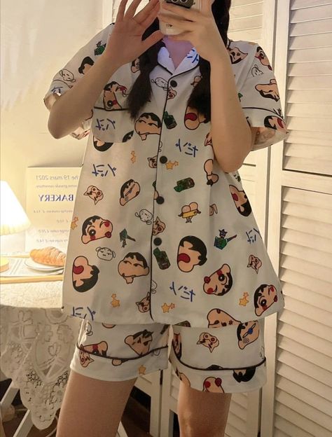 Cute Night Outfits Pajamas, Sleepwear Korean Style, Cute Nightwear Outfits, Korean Night Suit, Korean Night Dress, Nightsuits For Women, Cute Night Outfits, Casual Home Outfits, Cute Nightwear