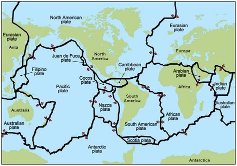 World Map with Tectonic Plate Overlay | Grade 5/6 at Al Siraat Tectonic Plates Map, Basic Geography, Layers Of The Earth, Natural Hazards, Tectonic Plates, 3rd Grade Science, Montessori Elementary, Geography Map, Save Our Earth