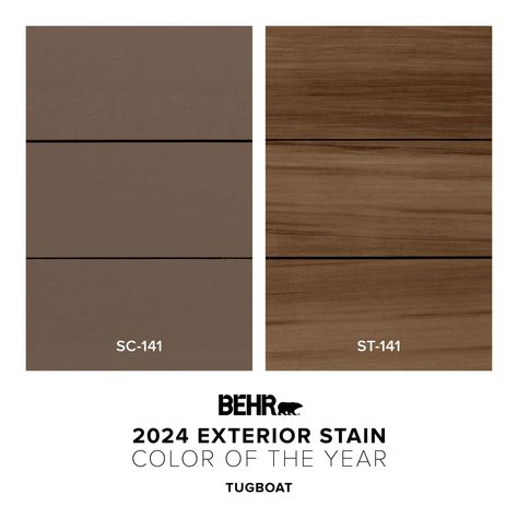 2024 Exterior Stain Colour of the Year – Tugboat | Behr Tugboat Stain Behr, Behr Tugboat Deck Stain, Behr Stain Colors, Behr Deck Stain Colors, Exterior Stain Colors For Wood, Cedar Fence Stain, Exterior Wood Stain Colors, Grey Wood Stain, Exterior Stain Colors