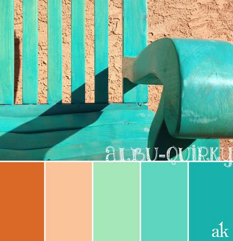 a New-Mexico-inspired color palette // orange, peach, teal Teal Color Palette, Teal Color Schemes, Southwest Colors, Mexican Colors, Color Boards, Southwest Decor, Mexican Decor, C2c Crochet, Color My World