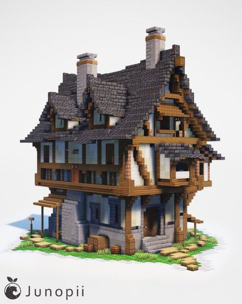 Minecraft Build Reference, Minecraft Dormer Window, Minecraft Medieval Buildings Ideas, Minecraft Inspiration Houses, Medium Sized Minecraft Houses, Medieval Minecraft Houses Blueprints, Minecraft Alchemy House, Minecraft Roof Styles, Medevil Minecraft House