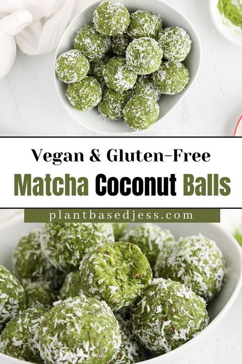 Matcha Energy Balls, Coconut Bliss Balls, Coconut Energy Balls, Protein Energy Bites, Matcha Desserts, Makanan Rendah Kalori, Matcha Coconut, Plats Healthy, Energy Bites Recipes