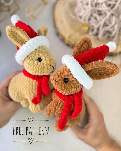 Free Crochet Patterns 🧶 | FREE PATTERN | Facebook Crochet Mittens Free Pattern, Holiday Crochet Patterns, Christmas Crochet Patterns Free, Christmas Bunny, Crochet Christmas Gifts, Crochet Plushies, Quick Crochet Patterns, Easter Crochet Patterns, Rabbit Pattern