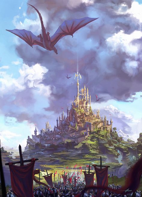 ArtStation - Medieval Castle, Asur Misoa Castle Drawing, Castle Background, Castle Painting, Dragon City, Castle Art, Medieval World, Poster City, Fantasy City, Fantasy Castle