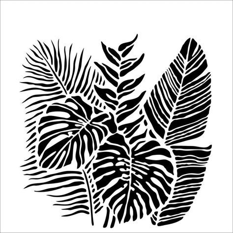 TCW - The Crafters Workshop - 6 x 6 Stencil - Tropical Fronds - Leaves Drawing Aesthetic, Tropical Travel, Workshop Design, Pencil Drawings Easy, Plastic Stencil, Stencil Patterns, Mixed Media Projects, Silhouette Art, Stencil Art