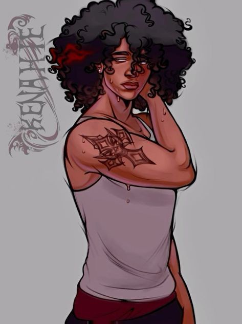 Black Oc Drawing, Black Man Character Design, Poc Oc Art, Back Profile Drawing, Character Design Base, Characters With Tattoos, Art Styles Digital, Face Tattoo Design, Afro Styles