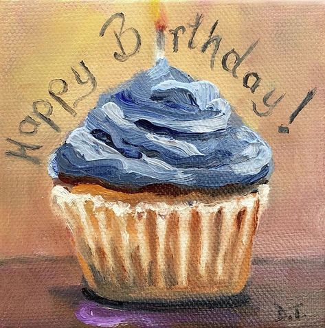 Happy Birthday Painting Canvases, Goose Cake, Happy Birthday Style, Painting For Birthday, Happy Birthday Painting, Cupcake Painting, Birthday Canvas, Happy Birthday Cupcake, Birthday Style